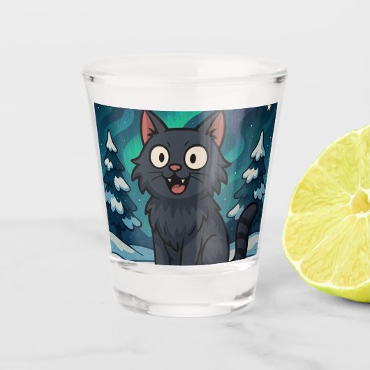 Kerst IJslandse Julkat Shot Glas (Voorkant)