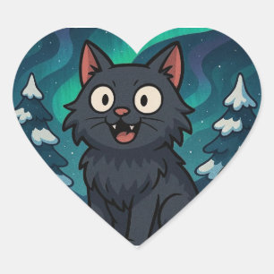 Kerst IJslandse Kerstkat Hart Sticker