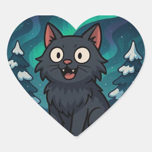 Kerst IJslandse Kerstkat Hart Sticker (Voorkant)