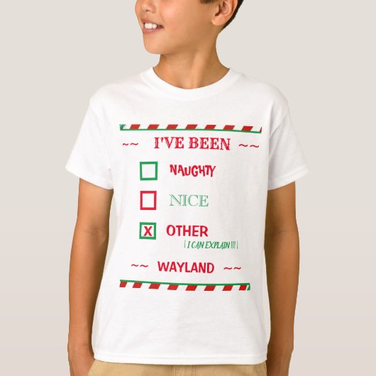 Kerst ~ Ik ben geweest? Naughty, Nice, andere, T-shirt (Voorkant)