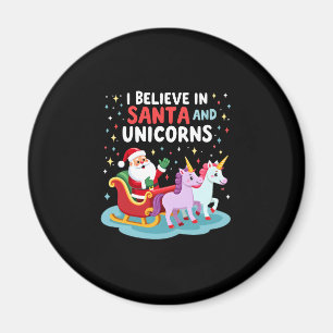 Kerst Ik geloof in de Kerstman en eenhoorns Grappi Magneet