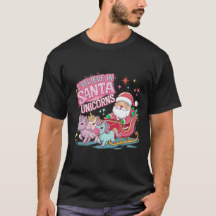 Kerst Ik geloof in de Kerstman en eenhoorns Grappi T-shirt