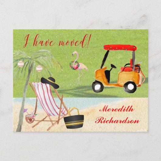 Kerst Ik heb Ocean Beach Budget Move verplaatst Aankondigingskaart (Voorkant)