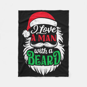 Kerst Ik hou van een Man met een baard Funny Santa Fleece Deken