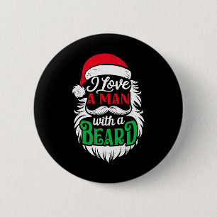 Kerst Ik hou van een Man met een baard Funny Santa Ronde Button 5,7 Cm