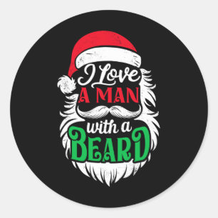Kerst Ik hou van een Man met een baard Funny Santa Ronde Sticker