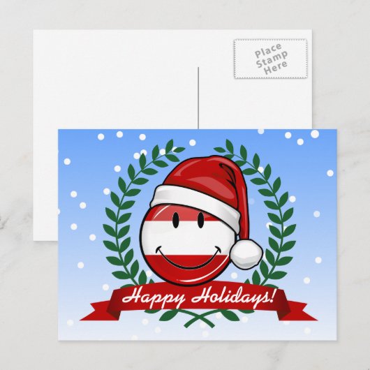 Kerst in Albanië | Glimlachende vlag Feestdagenkaart (Voorkant / Achterkant)