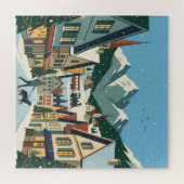 Kerst in Alpen Bergdorp Legpuzzel (Horizontaal)
