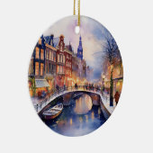 Kerst in Amsterdam Waterverf Keramisch Ornament (Rechts)