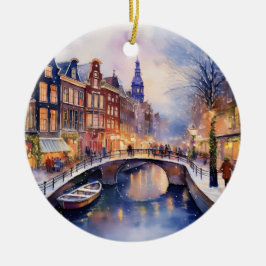 Kerst in Amsterdam Waterverf Keramisch Ornament