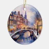Kerst in Amsterdam Waterverf Keramisch Ornament (Links)