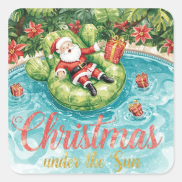 Kerst in Arizona thema met Kerstman zwembadfeest Vierkante Sticker