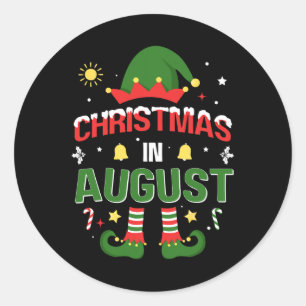 Kerst in augustus Funny Elf voor de zomer Kerstmis Ronde Sticker