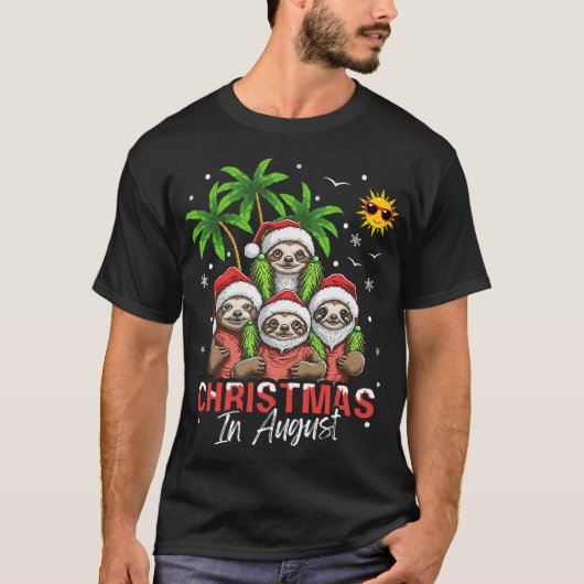 Kerst in augustus Regenboog Flamingo Zwemmen Drink T-shirt (Voorkant)