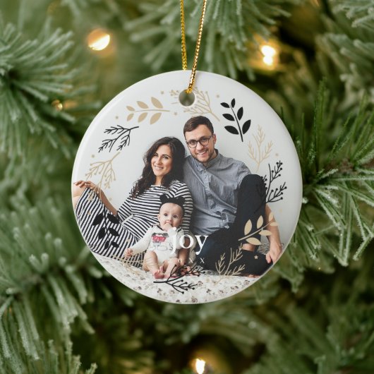 Kerst in Black en Gold Wreath Keramisch Ornament (Boom)