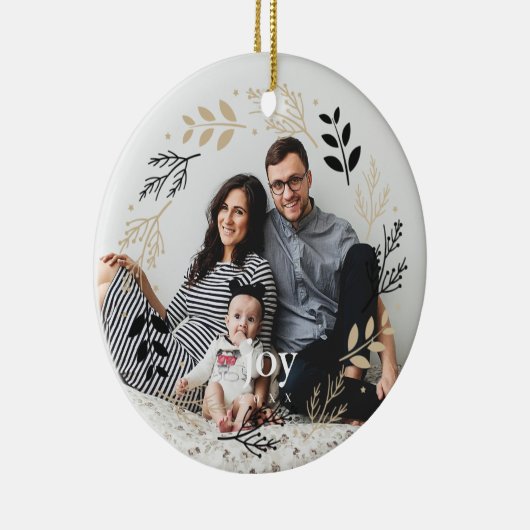 Kerst in Black en Gold Wreath Keramisch Ornament (Rechts)