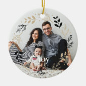 Kerst in Black en Gold Wreath Keramisch Ornament (Voorkant)