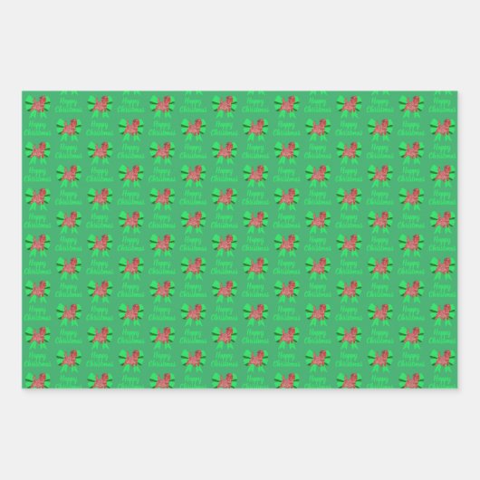 Kerst in Caïro: groene bus 3 kleuren Inpakpapier Vel (Voorkant 3)