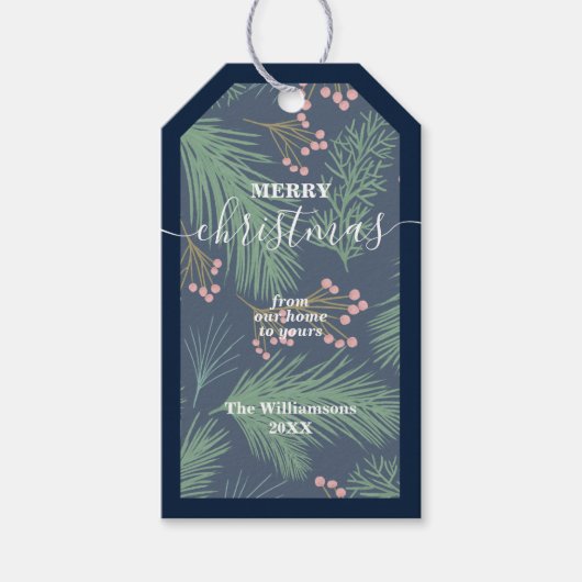 Kerst in Chic Berries en Branches Cadeaulabel (Voorkant)