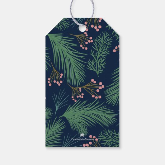 Kerst in Chic Berries en Branches Cadeaulabel (Achterkant)