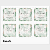 Kerst in Chic Berries en Branches Vierkante Sticker (Vel)