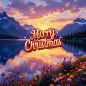 Kerst in de bergen ornament kaart