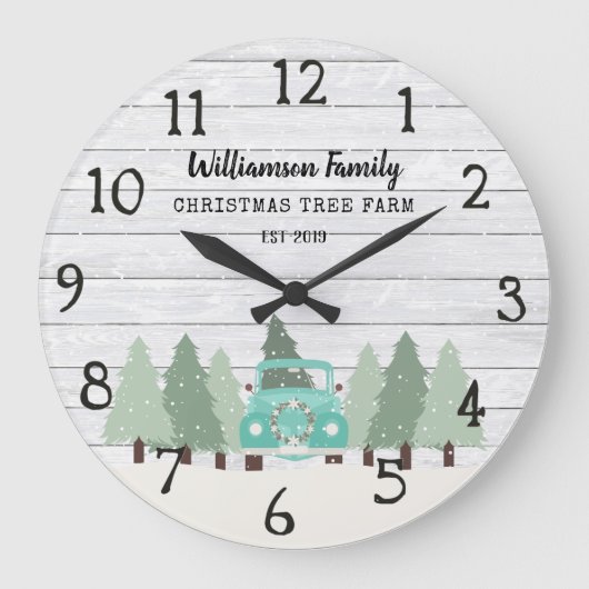 kerst in de bloemetjes - Familienaam Clock Grote Klok (Voorkant)