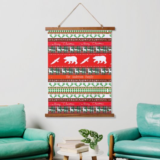Kerst in de bossen gepersonaliseerd hangend wandkleed (Woonkamer)