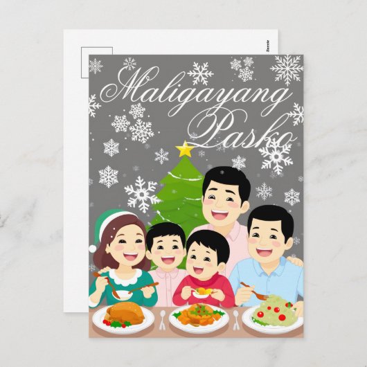 Kerst in de Filipijnen Maligayang Pasko '24 Feestdagenkaart (Voorkant / Achterkant)