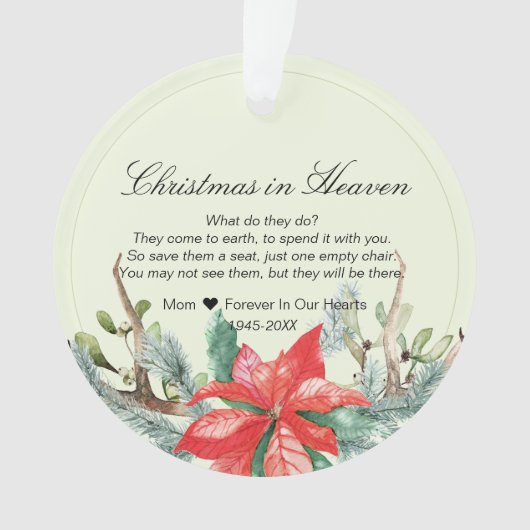 Kerst in de Hemelse Memorial Foto Keepomwille Ornament (voorkant)