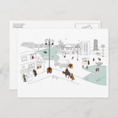 Kerst in de moderne stad feestdagenkaart (Voorkant / Achterkant)