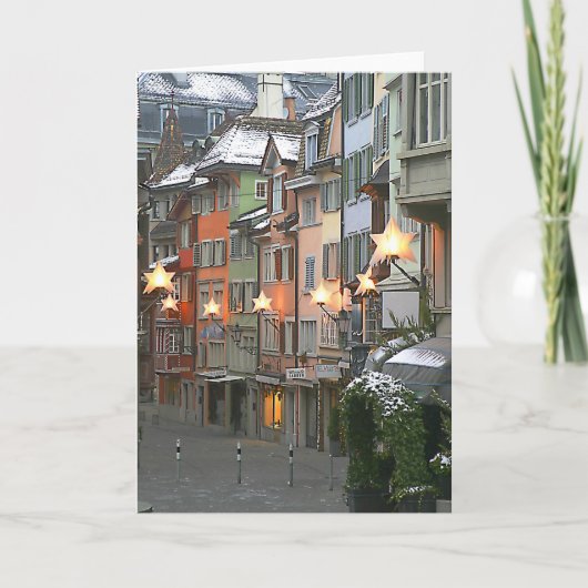 Kerst in de oude stad feestdagen kaart (Voorkant)