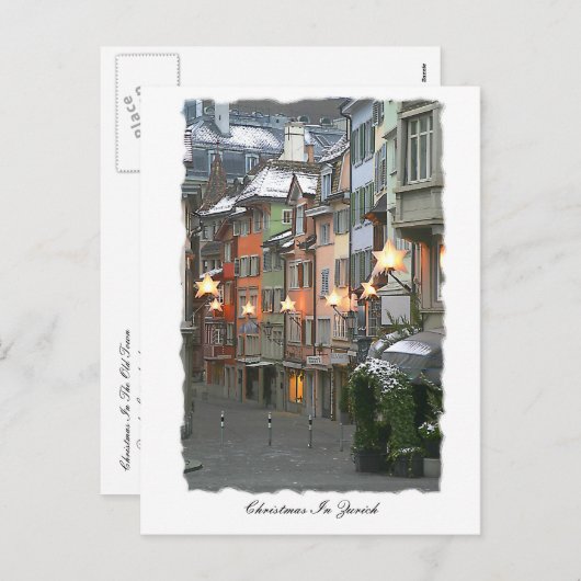 Kerst in de oude stad feestdagenkaart (Voorkant / Achterkant)