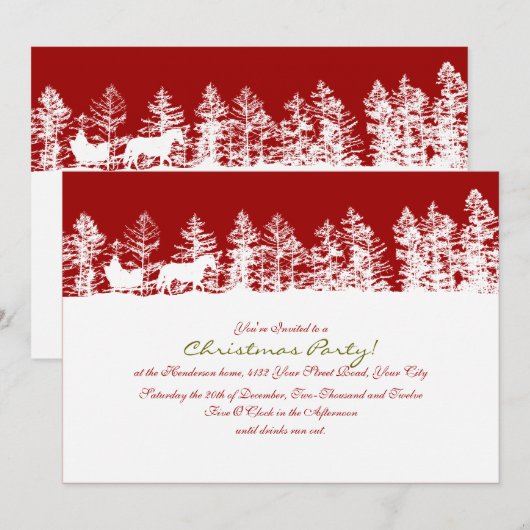 Kerst in de Rode en Witte winter Kaart (Voorkant / Achterkant)