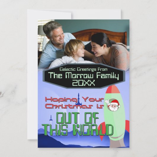 Kerst in de ruimte fotokaart kaart (Voorkant)