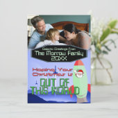 Kerst in de ruimte fotokaart kaart (Staand voorkant)