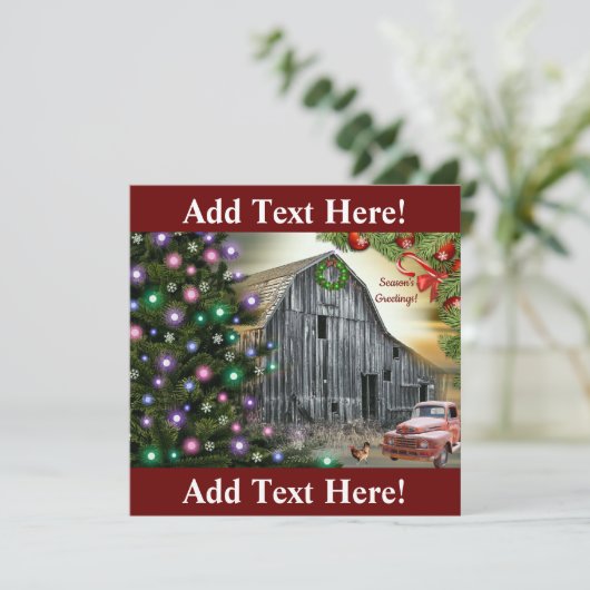 Kerst in de schuur Boerderij Truck Hen Bedankkaart (Staand voorkant)