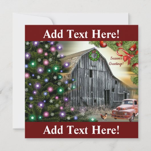 Kerst in de schuur Boerderij Truck Hen Bedankkaart (Voorkant)