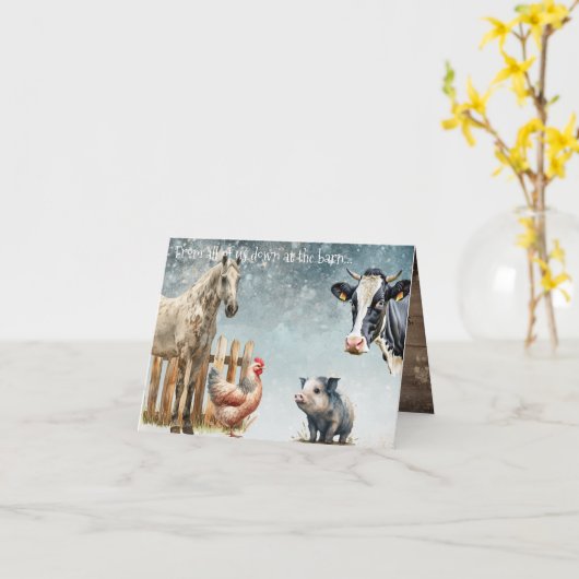 "Kerst in de schuur"  Kaart (Gele Bloem)