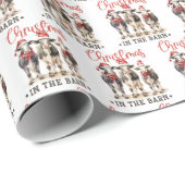 Kerst in de Schuur Koeien Dragen Santa Hats Cadeaupapier (Rol Hoek)