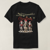 Kerst in de Schuur Koeien Dragen Santa Hats T-shirt (Design voorkant)