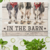 Kerst in de Schuur Koeien Dragen Santa Hats Theedoek (Gevouwen)