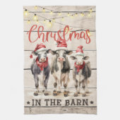 Kerst in de Schuur Koeien Dragen Santa Hats Theedoek (Verticaal)