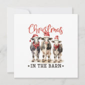 Kerst in de Schuur Rustieke Koeien in Santa Hats Feestdagenkaart (Voorkant)