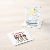 Kerst in de Schuur Rustieke Koeien in Santa Hats Kartonnen Onderzetters (Insitu)