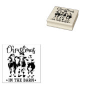 Kerst in de Schuur Rustieke Koeien in Santa Hats Rubberstempel (Gestempeld)