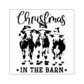 Kerst in de Schuur Rustieke Koeien in Santa Hats Rubberstempel (Afrduk)