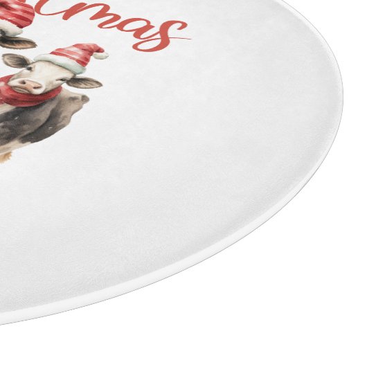 Kerst in de Schuur Rustieke Koeien in Santa Hats Snijplank (Hoek)