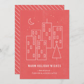 Kerst in de stad kerstkaart - Rood (Voorkant / Achterkant)