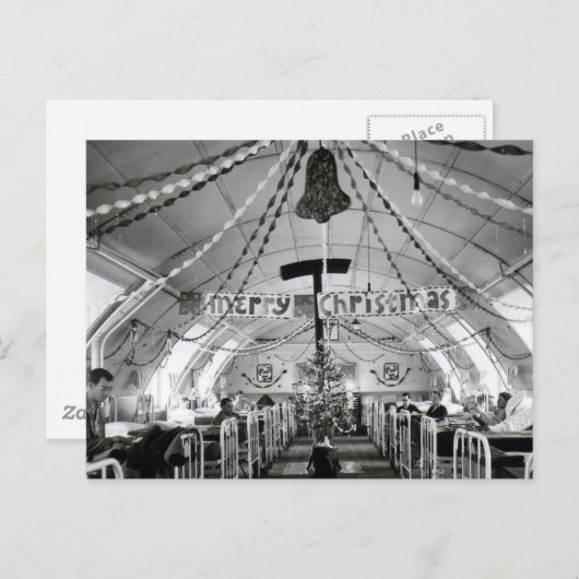 Kerst in de Tweede Wereldoorlog in het ziekenhuis Feestdagenkaart (Voorkant / Achterkant)